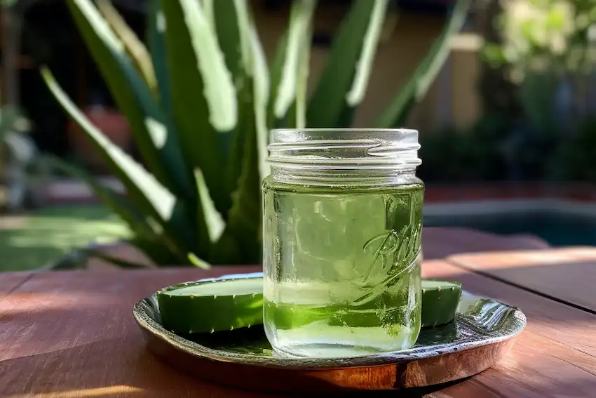 ein Glas mit Aloevera-Gel